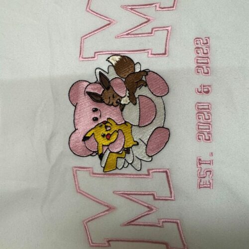 Personalized Mom PKM Embroidered Sweatshirt Custom Anime Characters Embroidery Pokemom Unisex Cotton Shirt photo review