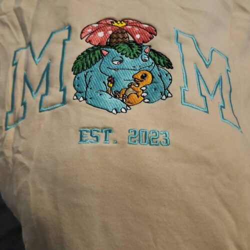 Personalized Mom PKM Embroidered Sweatshirt Custom Anime Characters Embroidery Pokemom Unisex Cotton Shirt photo review