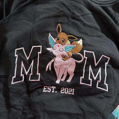 Personalized Mom PKM Embroidered Sweatshirt Custom Anime Characters Embroidery Pokemom Unisex Cotton Shirt photo review