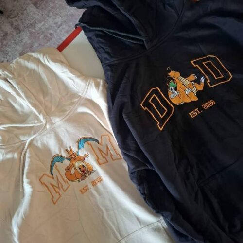 Personalized Mom PKM Embroidered Sweatshirt Custom Anime Characters Embroidery Pokemom Unisex Cotton Shirt photo review