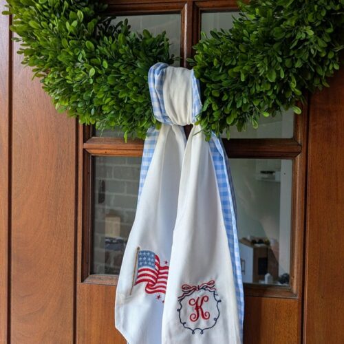 Personalized Red White & Blue Embroidered Wreath Sash – USA 250th Anniversary photo review