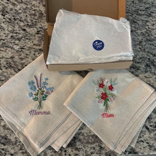 Reviews 155 Custom Mother of the Bride Handkerchief Personalized Floral Embroidered Wedding Keepsake photo review