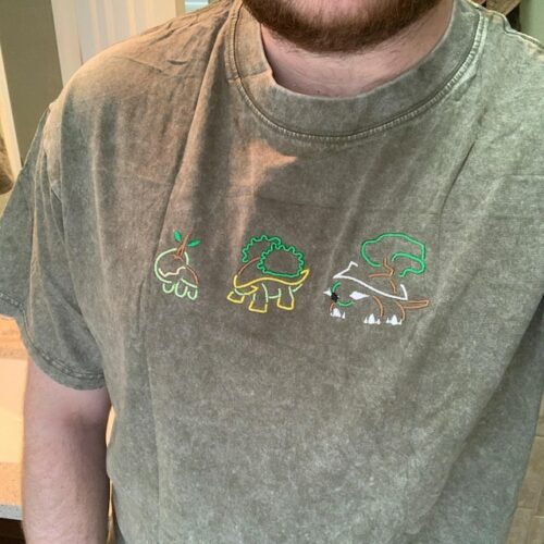 PKM Outline Custom Embroidered Washed Shirt Persionalize Anime Tee Fan Gift photo review