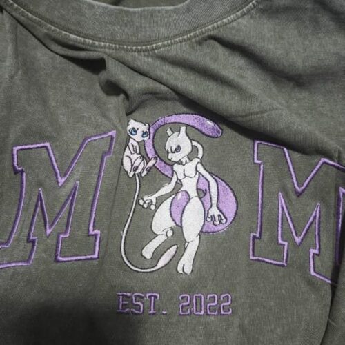 Custom PokaMom Embroidered Washed Shirt Cute Pocket Beast Mum Tee Birthday Gift For Mama Personalized Mother's Day Tshirt photo review