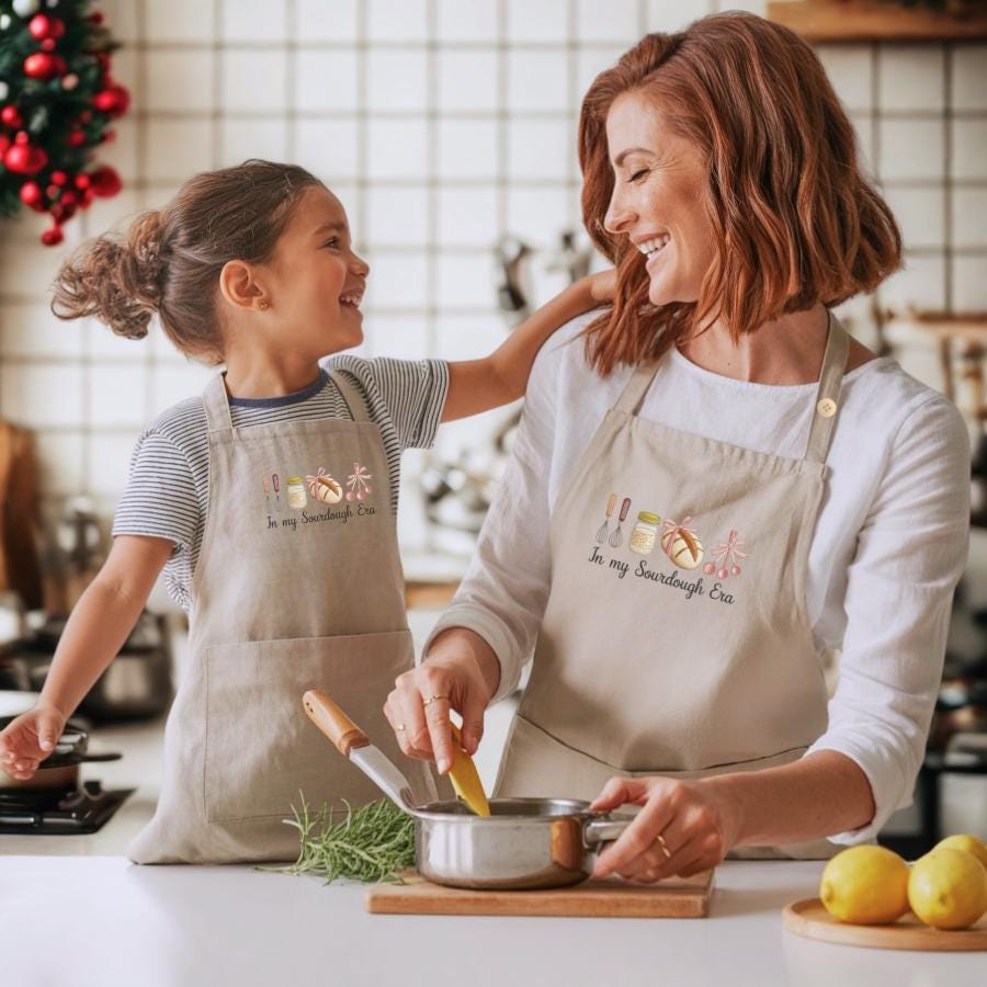 Sourdough Bread Embroidered Linen Apron – Baking Lover Mom Gift