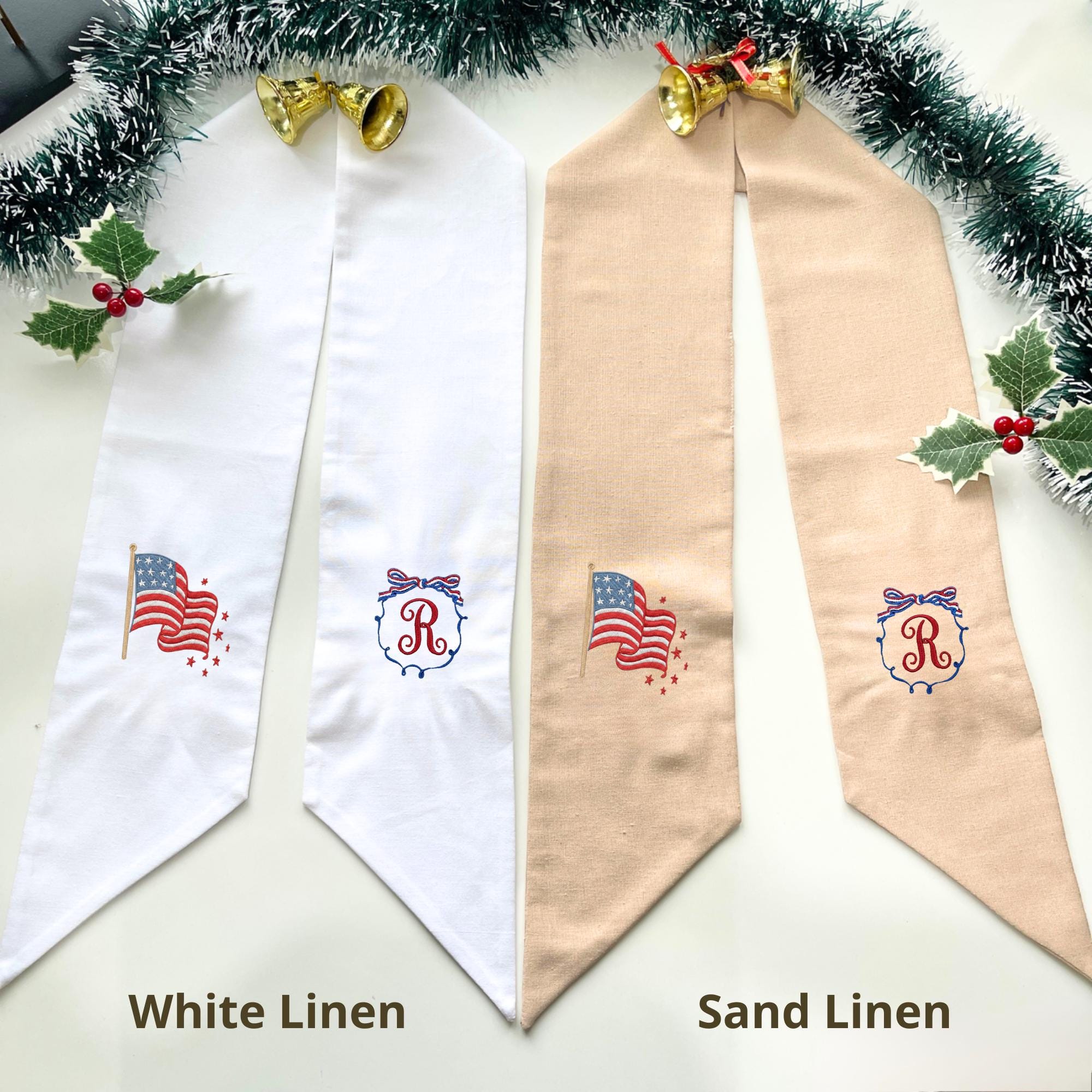 Personalized Red White & Blue Embroidered Wreath Sash – USA 250th Anniversary