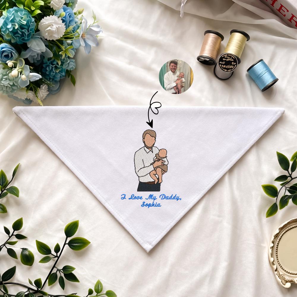 Personalized Photo Embroidered Handkerchief – Best Dad Father’s Day Keepsake