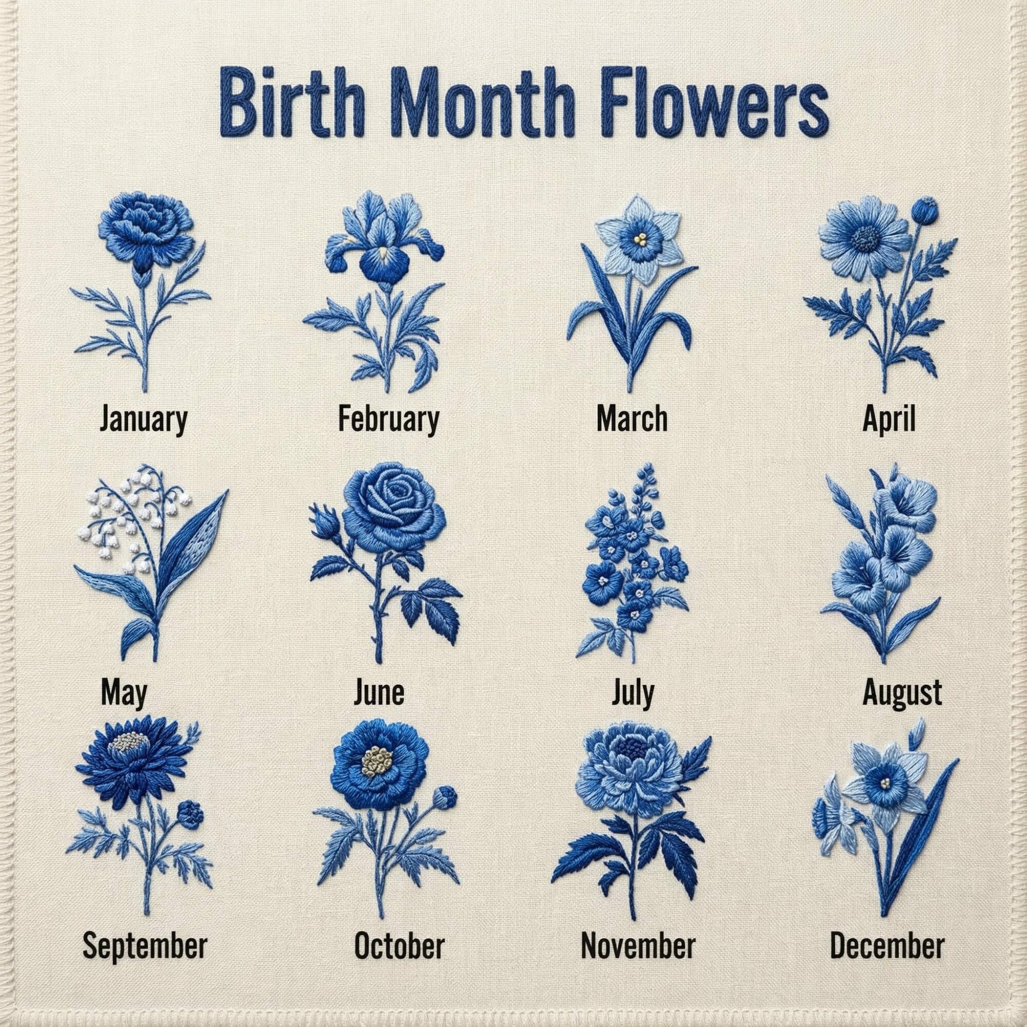 Mother Of The Bride Birth Flower Embroidered Handkerchief – Personalized Wedding Keepsake