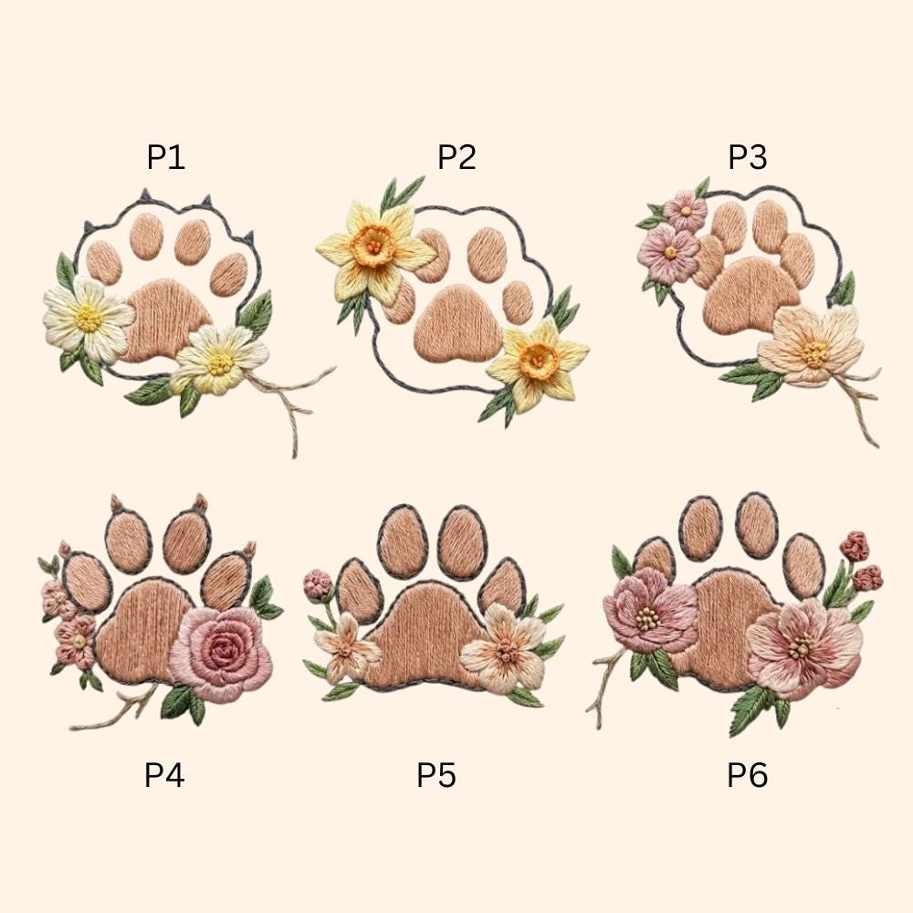 Pet Memorial Embroidered Handkerchief – Personalized Floral Paw Print Sympathy Gift