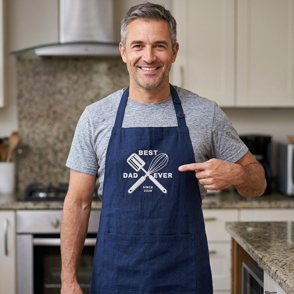 Best Dad Ever Embroidered Apron – Personalized Milestone Year Chef Gift