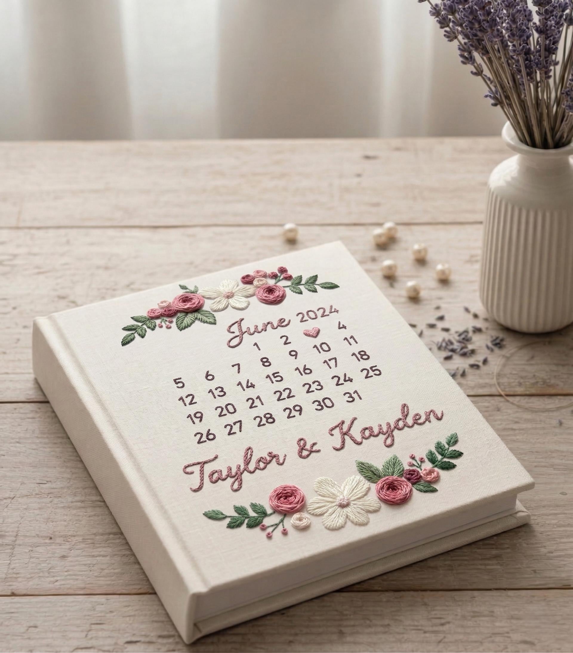 Custom Embroidered Wedding Photo Album – Personalized Floral Keepsake Custom Embroidered Wedding Photo Album – Personalized Floral Keepsake
