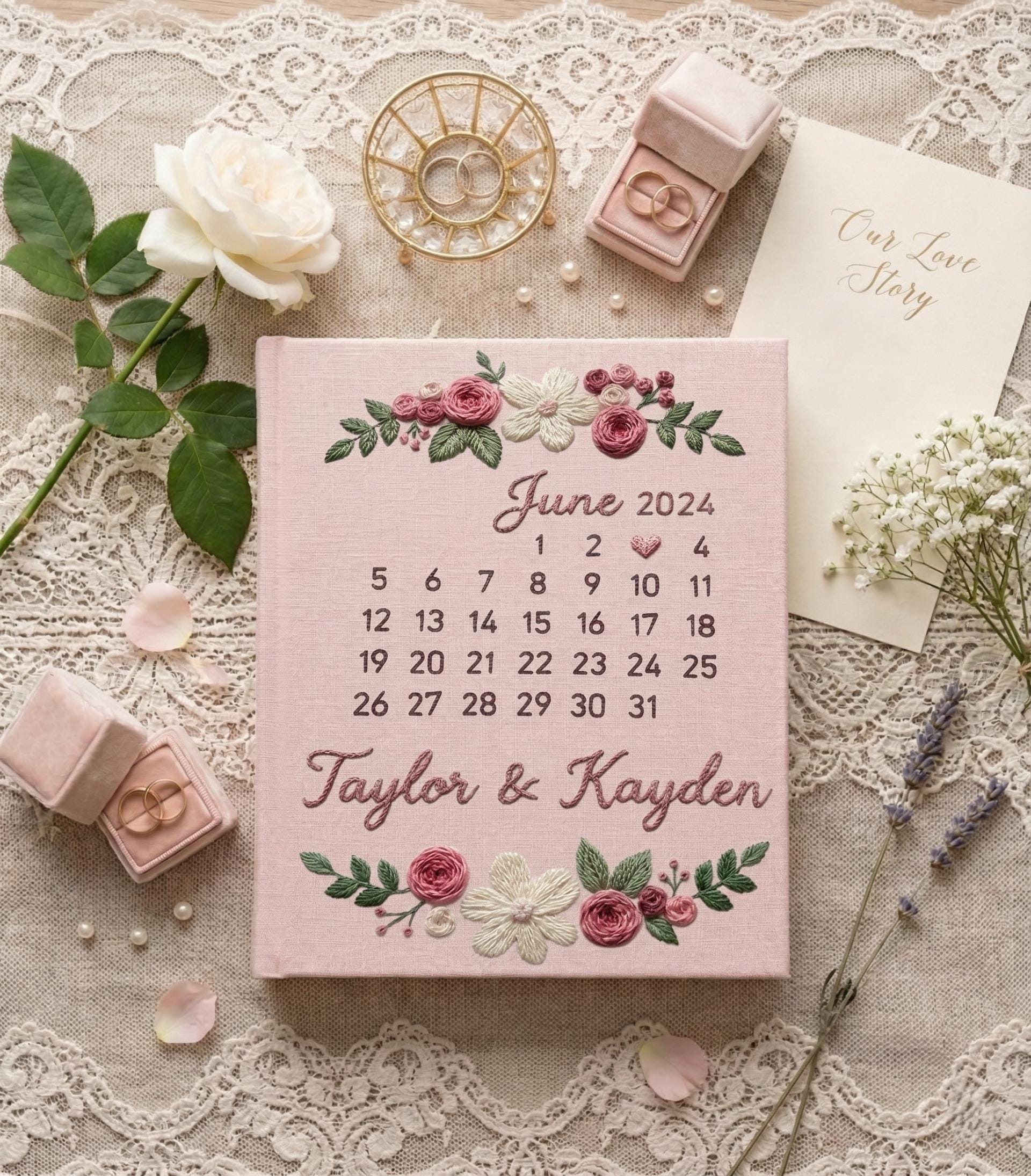 Custom Embroidered Wedding Photo Album – Personalized Floral Keepsake Custom Embroidered Wedding Photo Album – Personalized Floral Keepsake