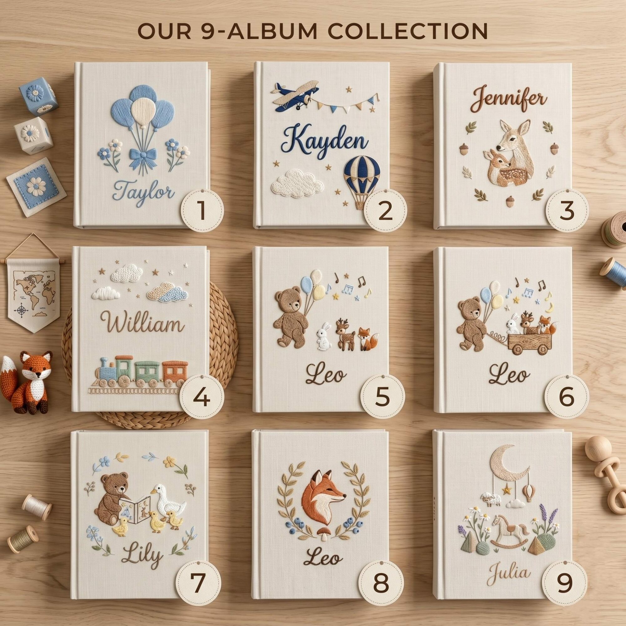 Custom Hand Embroidered Keepsake Album, Embroidered Photo Album With Sleeves, Personalized Baby Photo Album, Baby Scrapbook