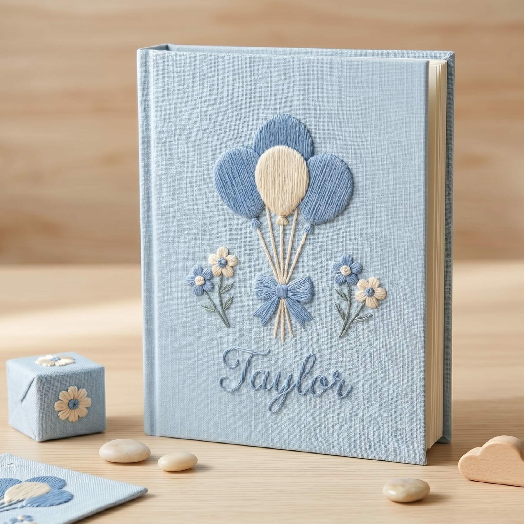 Custom Hand Embroidered Keepsake Album, Embroidered Photo Album With Sleeves, Personalized Baby Photo Album, Baby Scrapbook