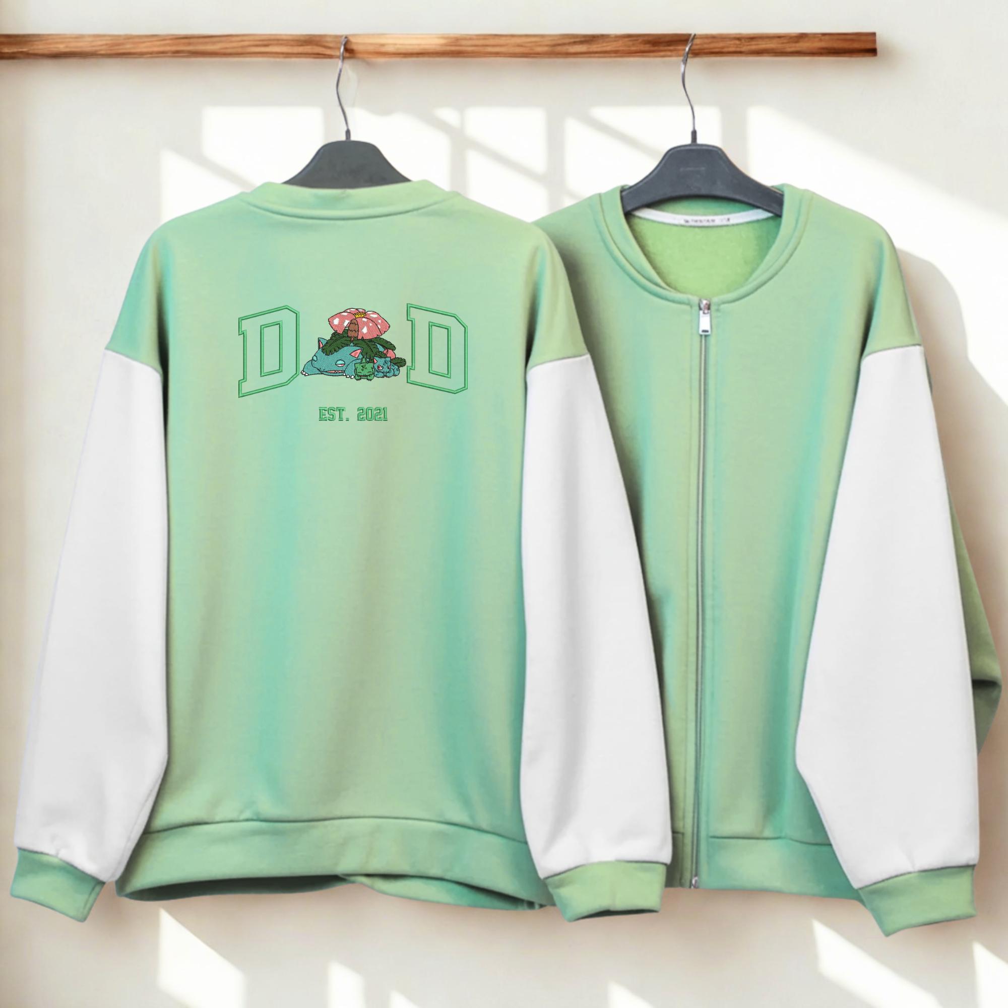 Custom Pokadad Embroidered Zip Hoodie, Pkm Unisex Color Block Bomber, Pokedad Jacket