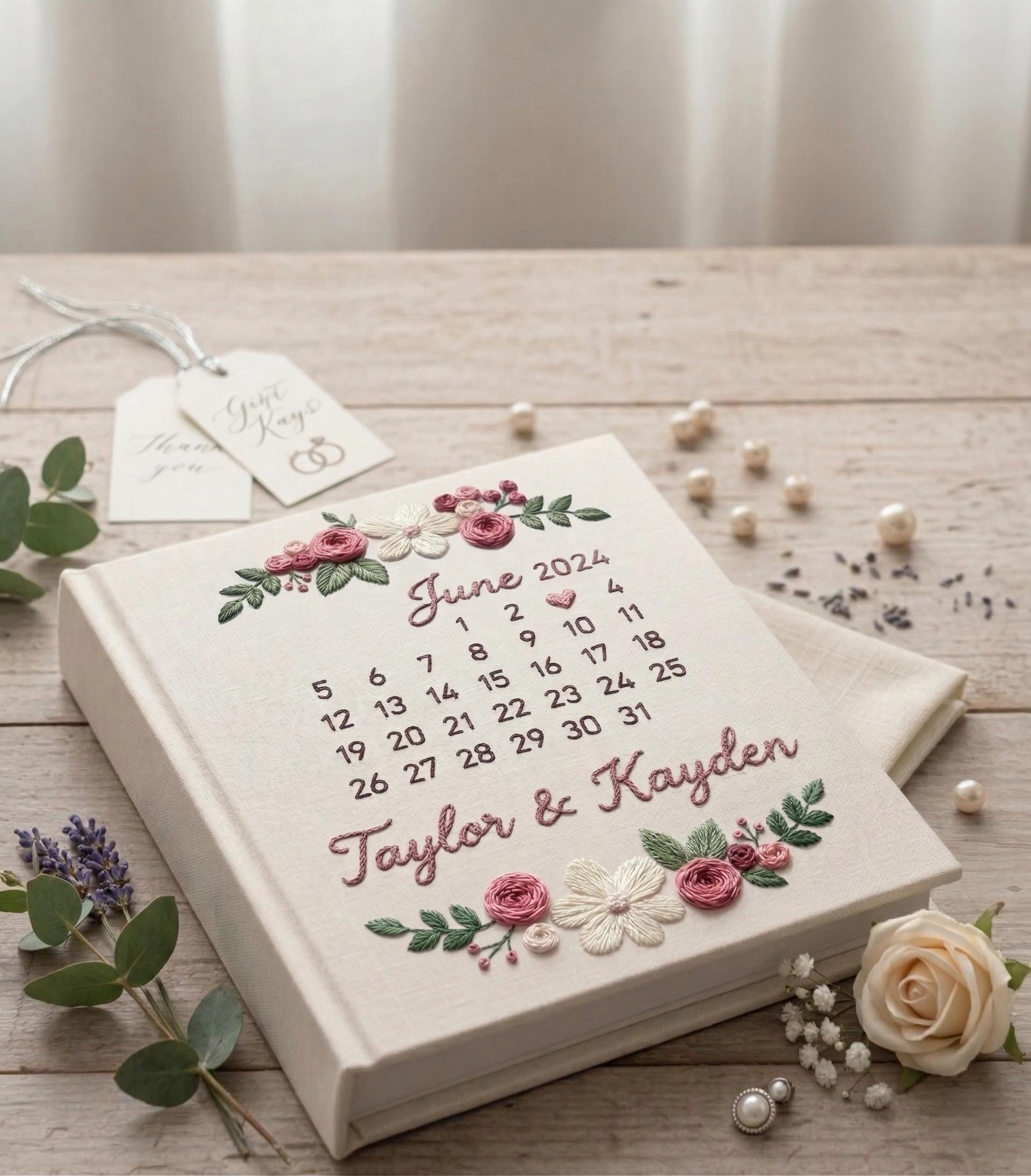 Custom Embroidered Wedding Photo Album – Personalized Floral Keepsake Custom Embroidered Wedding Photo Album – Personalized Floral Keepsake