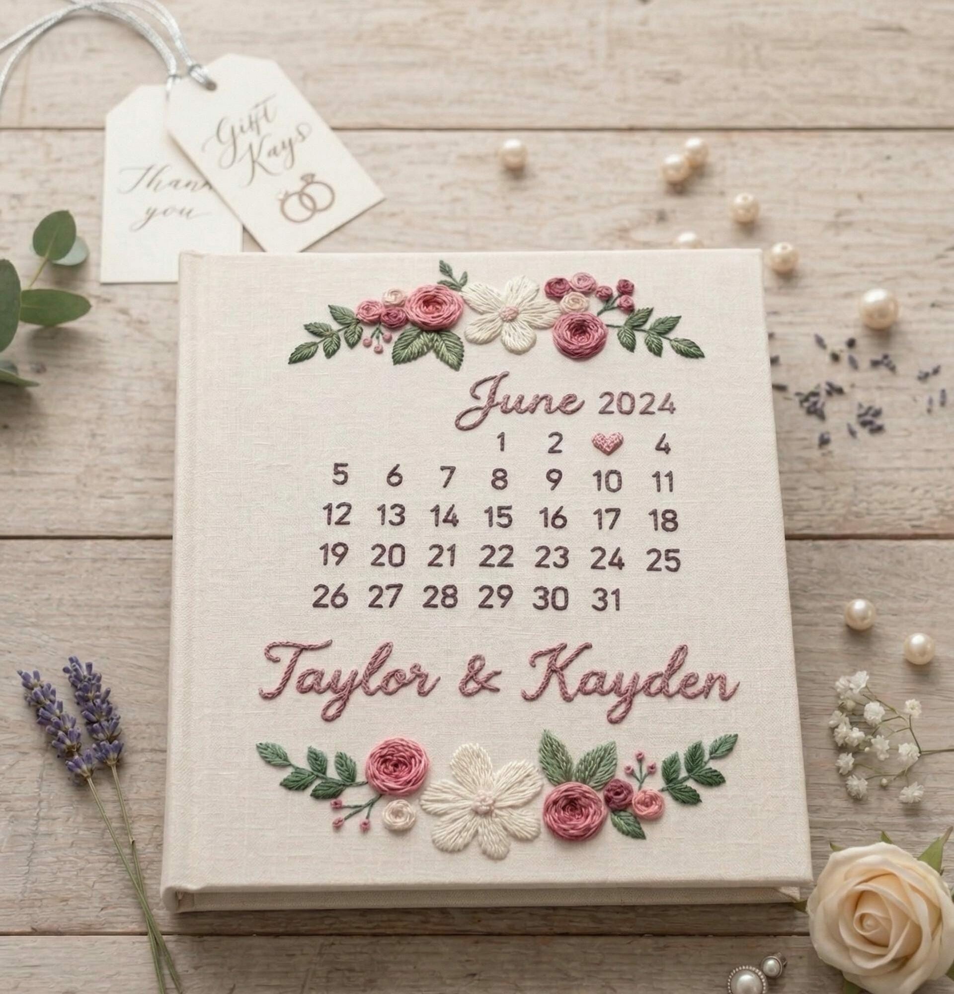 Custom Embroidered Wedding Photo Album – Personalized Floral Keepsake 3 Custom Embroidered Wedding Photo Album – Personalized Floral Keepsake