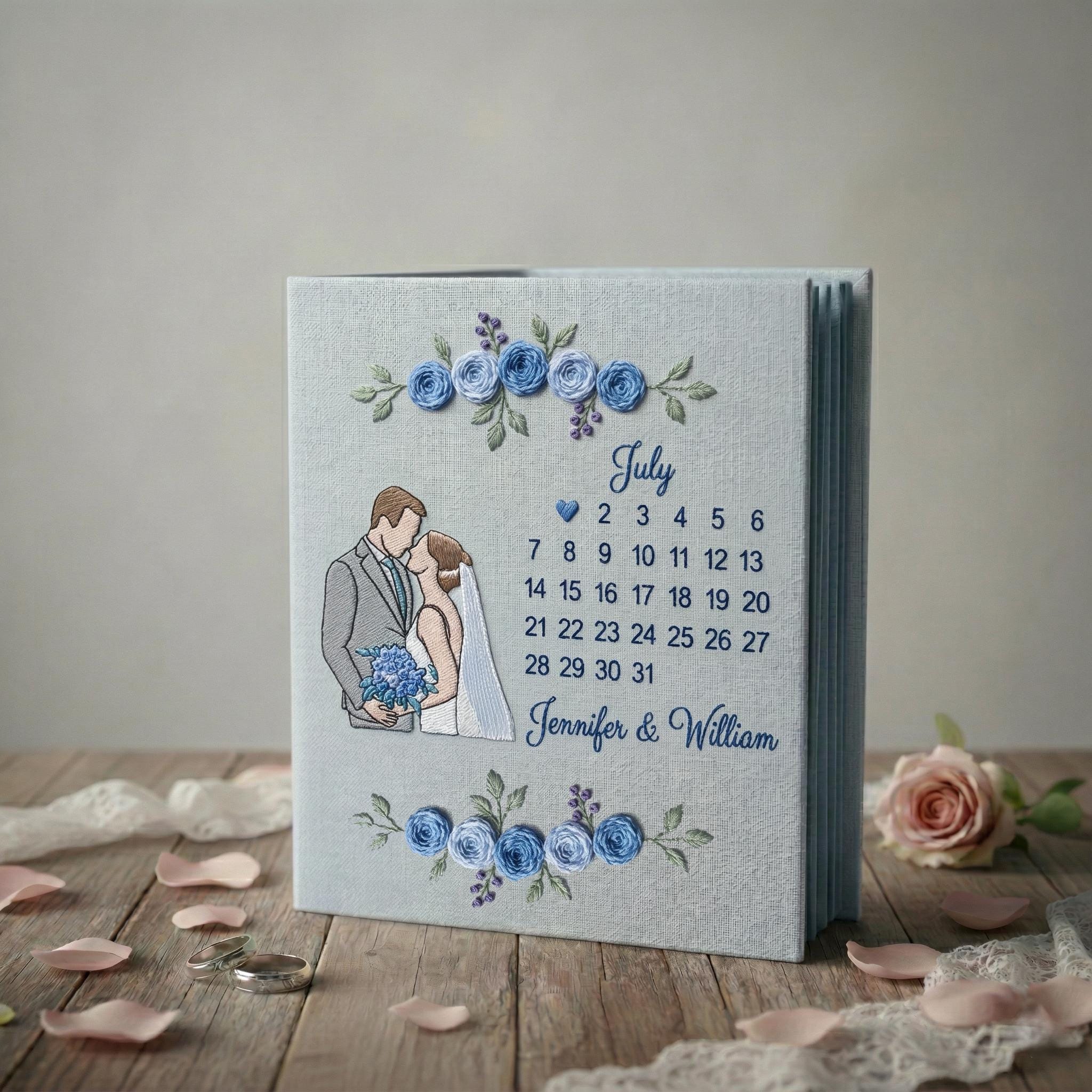 Custom Portrait Embroidered Photo Album – Personalized Floral Wedding Keepsake Custom Portrait Embroidered Photo Album – Personalized Floral Wedding Keepsake