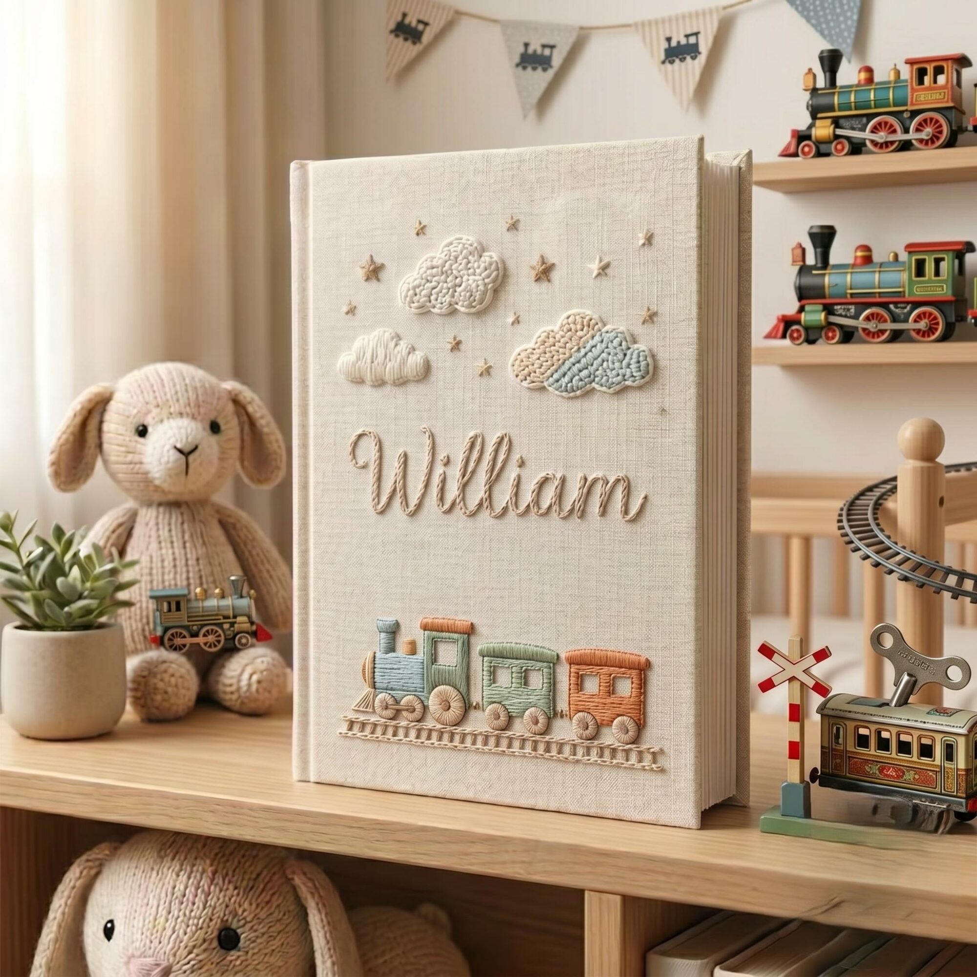 Custom Hand Embroidered Keepsake Album, Embroidered Photo Album With Sleeves, Personalized Baby Photo Album, Baby Scrapbook