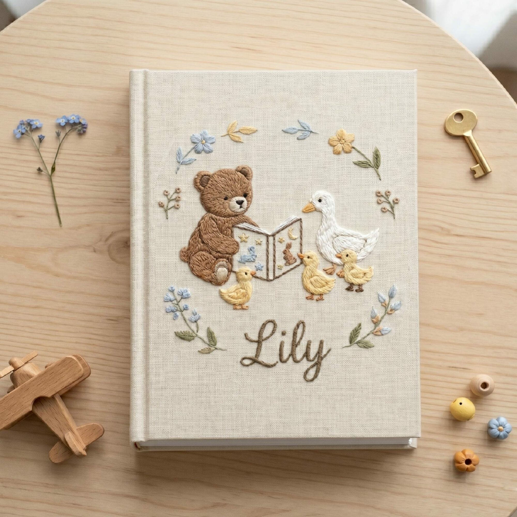 Custom Hand Embroidered Keepsake Album, Embroidered Photo Album With Sleeves, Personalized Baby Photo Album, Baby Scrapbook
