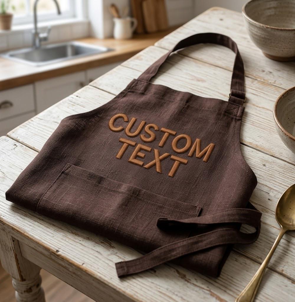 3D Puffy Embroidered Apron – Personalized Custom Name Kitchen Apron for Mom