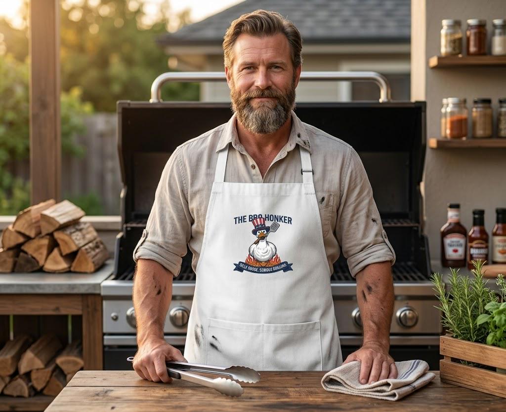 The Bro Honker BBQ Embroidered Apron – Funny Patriotic Grill Gift