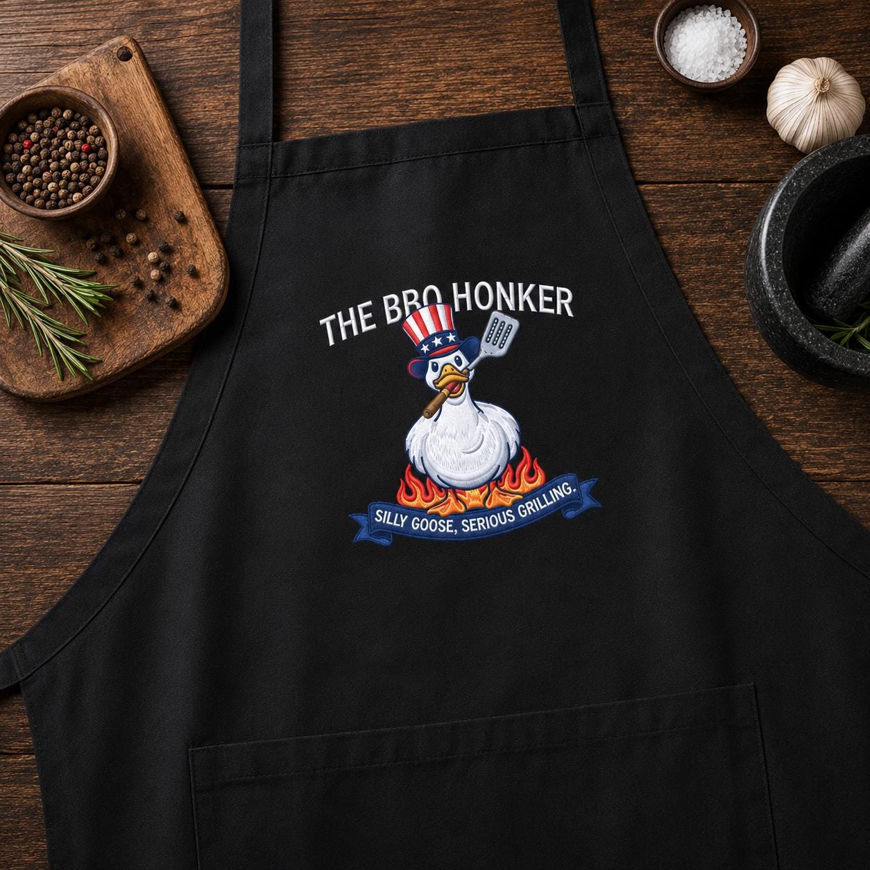 The Bro Honker BBQ Embroidered Apron – Funny Patriotic Grill Gift