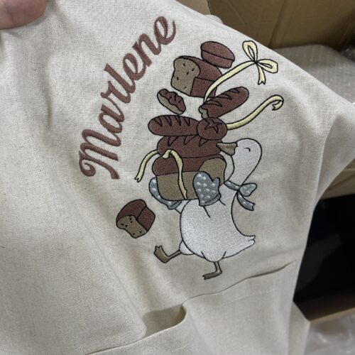 Silly Goose Embroidered Linen Apron – Personalized Bread Lover photo review
