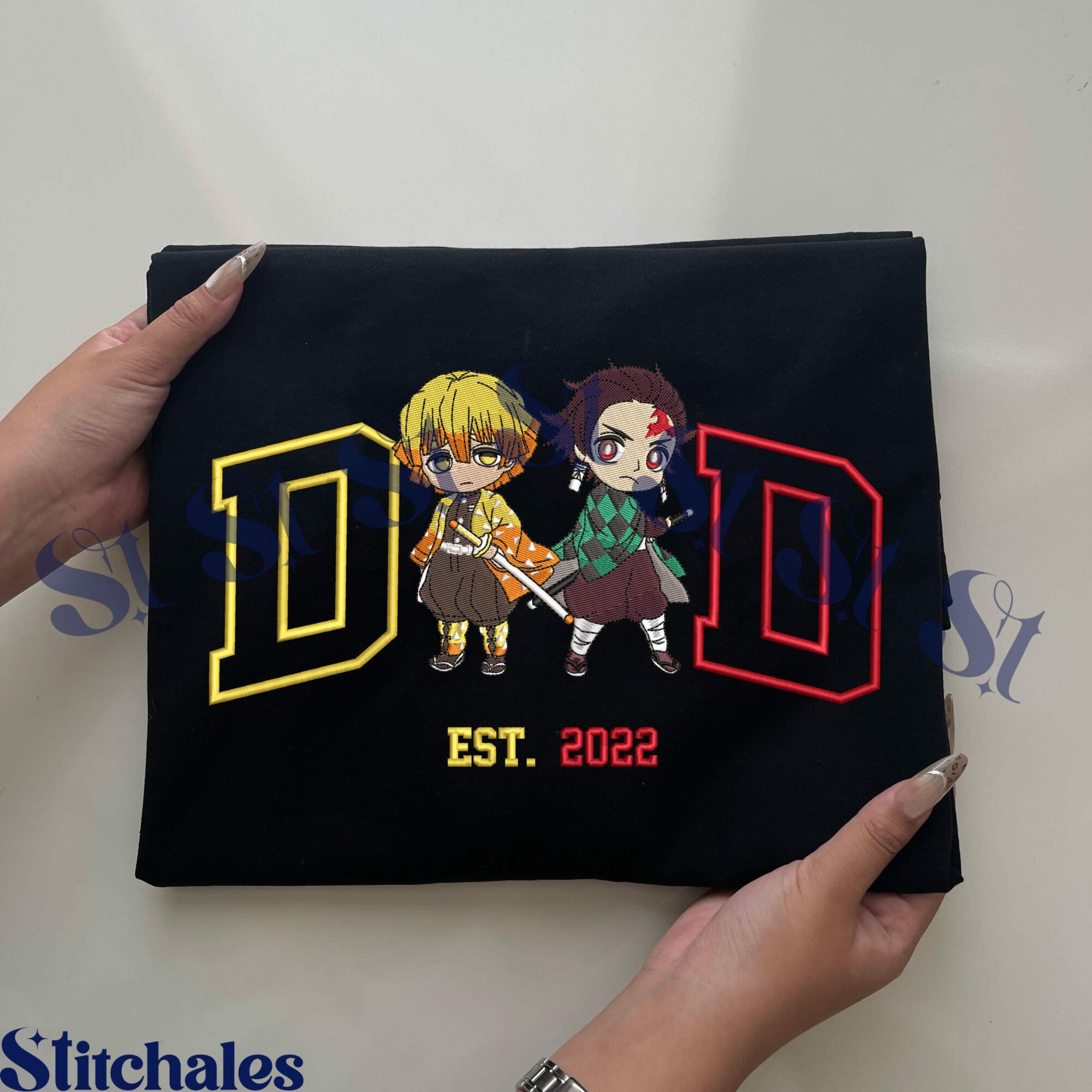 Custom Embroidered Anime Sweatshirt Personalized Demon Killer Hoodie Dad Name & Year Shirt Fathers Day Gifts For KnY Lovers 2 Custom Embroidered Anime Sweatshirt, Personalized Demon Killer Hoodie, Custom Dad Name & Year Shirt, Fathers Day Gifts for KnY Lovers