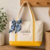 Personalized Birth Flower Diet Coke Embroidered Tote Bag – Custom Floral Canvas Gift for Soda Lover