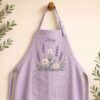 Embroidered Linen Apron: Autumn Maple Tree Garden Design Adjustable Strap Adult/Kids Sizes Custom Name Apron
