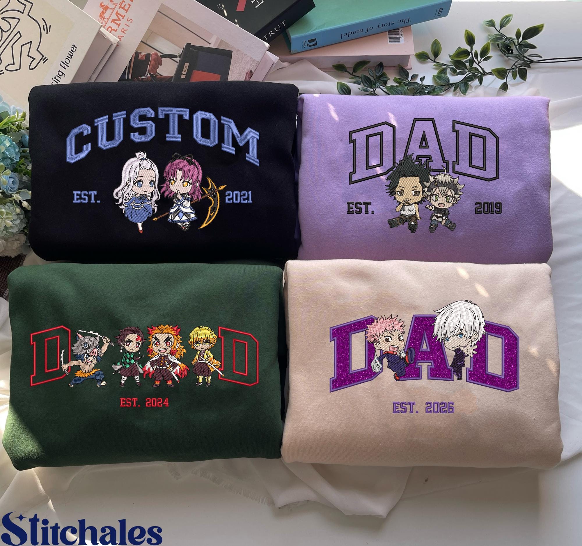 Custom Embroidered Anime Sweatshirt Personalized Demon Killer Hoodie Dad Name & Year Shirt Fathers Day Gifts For KnY Lovers Custom Embroidered Anime Sweatshirt Personalized Demon Killer Hoodie Dad Name & Year Shirt Fathers Day Gifts For KnY Lovers