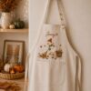Embroidered Linen Apron: Autumn Oak Tree And Berry Garden Design Adjustable Strap Adult/Kids Sizes Custom Name Apron
