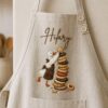Baguette Silly Goose Embroidered Linen Apron – Custom Name Kitchen Apron