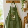 Tulip Garden Embroidered Linen Apron – Custom Name Kitchen Apron