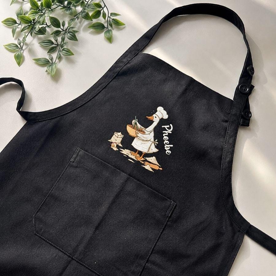 Silly Goose Bread Lover Embroidered Linen Apron – Custom Name Baking Apron
