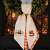 Autumn Monogram Pumpkin Wreath Sash – Custom Initial Ribbon Thanksgiving Door Decor