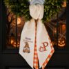 Halloween Pumpkin Embroidered Wreath Sash – Custom Monogram Initial Door Decor Halloween Pumpkin Embroidered Wreath Sash – Custom Monogram Initial Door Decor