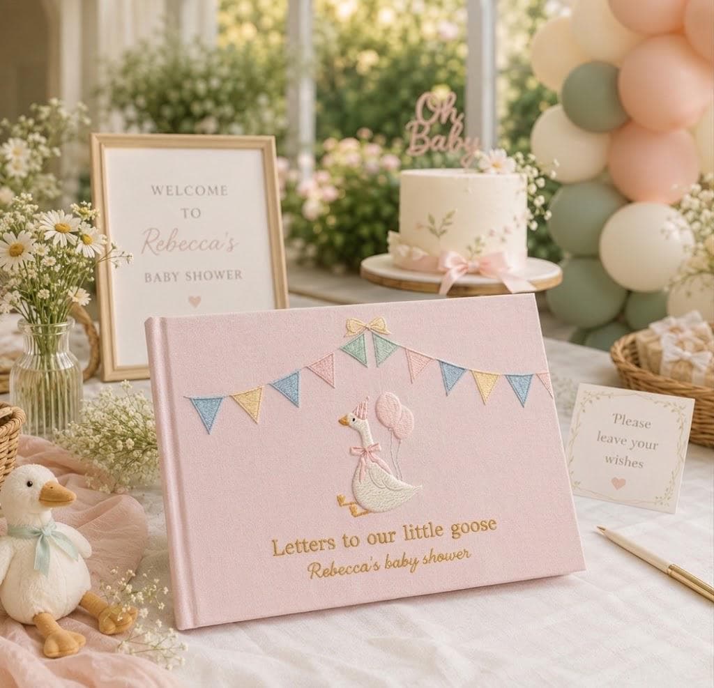 Letters to Baby Silly Goose Embroidered Guest Book – Personalized Baby Shower Keepsake Letters to Baby Silly Goose Embroidered Guest Book – Personalized Baby Shower Keepsake