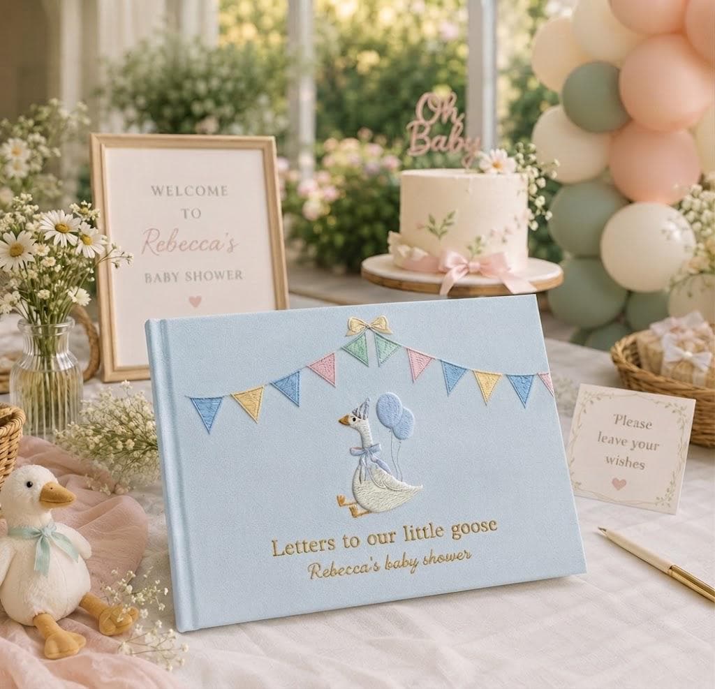 Letters to Baby Silly Goose Embroidered Guest Book – Personalized Baby Shower Keepsake Letters to Baby Silly Goose Embroidered Guest Book – Personalized Baby Shower Keepsake