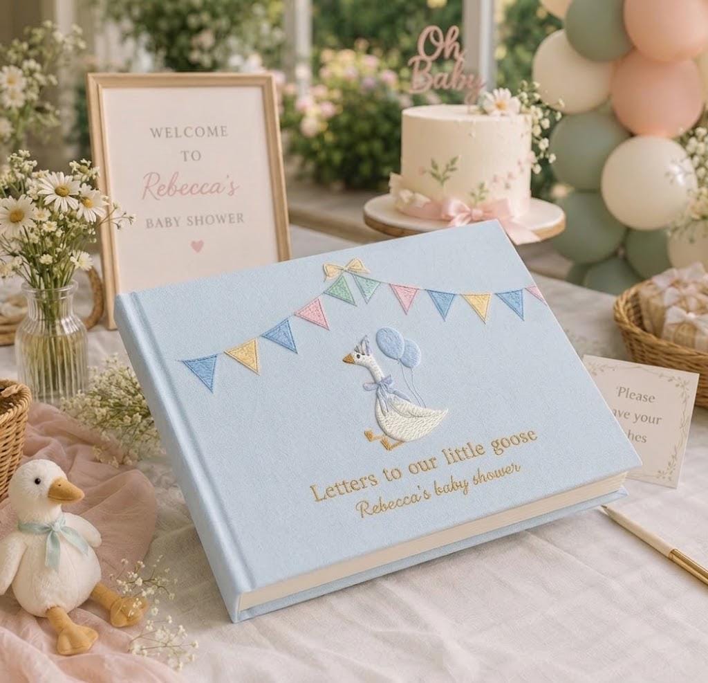Letters to Baby Silly Goose Embroidered Guest Book – Personalized Baby Shower Keepsake Letters to Baby Silly Goose Embroidered Guest Book – Personalized Baby Shower Keepsake