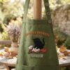 Spooky Kitty Black Cat Chef Embroidered Linen Apron – Halloween Baking Gift