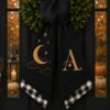 Monogram Pumpkin Wreath Sash – Custom Initial Autumn Ribbon Thanksgiving Decor