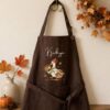Autumn Pumpkin & Lily of the Valley Embroidered Linen Apron – Custom Name Garden Apron