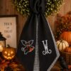 Happy Halloween Bat Embroidered Wreath Sash – Custom Monogram Gingham Door Decor Happy Halloween Bat Embroidered Wreath Sash – Custom Monogram Gingham Door Decor