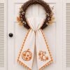 Halloween Crescent Moon Wreath Sash – Custom Gold Monogram Door Decor