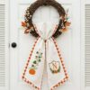 Autumn Monogram Pumpkin Wreath Sash – Custom Initial Ribbon Thanksgiving Door Decor