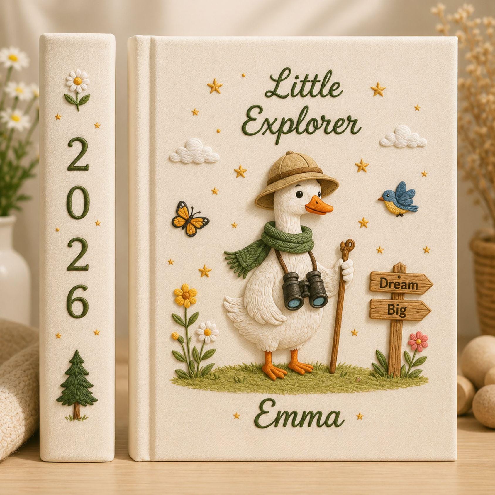 Custom Embroidered Baby Photo Album – Silly Goose Little Explorer Memory Book