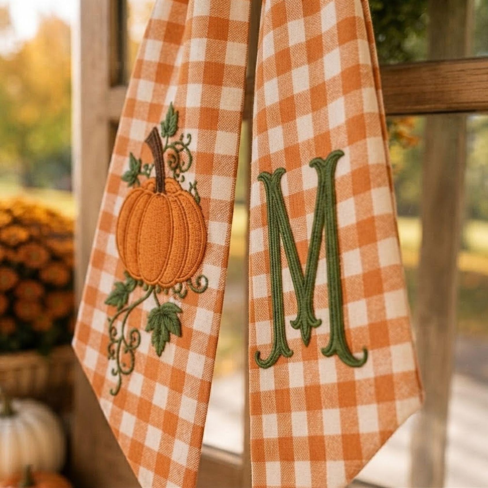 Custom Pumpkin Autumn Wreath Sash – Monogram Ribbon Fall Door Decor Custom Pumpkin Autumn Wreath Sash – Monogram Ribbon Fall Door Decor