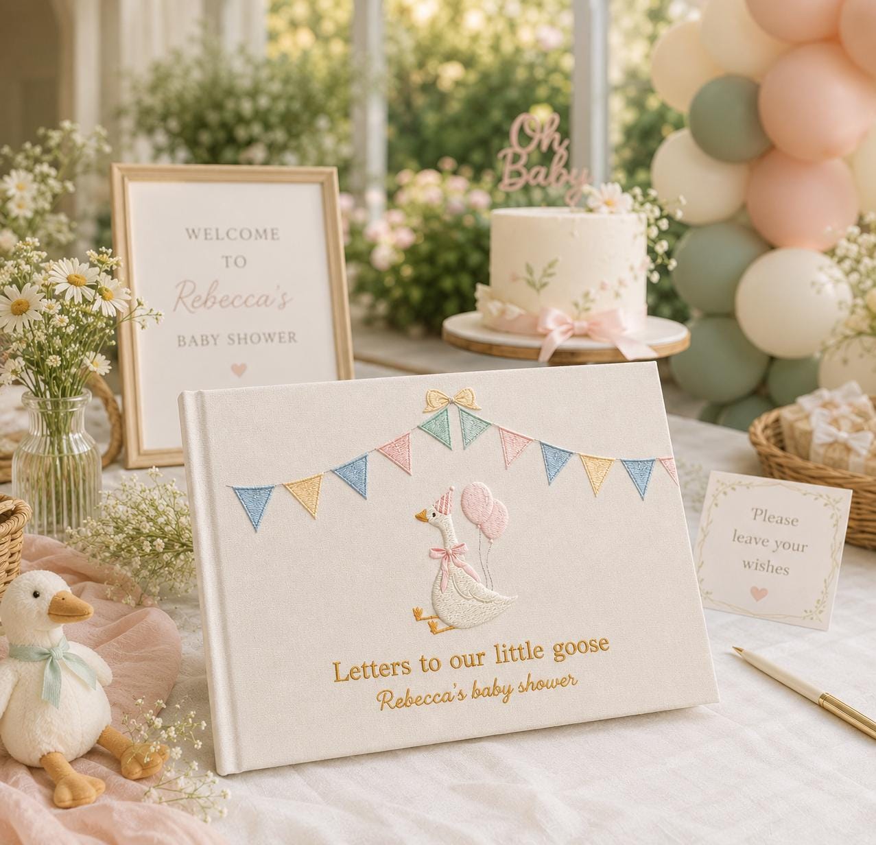 Letters to Baby Silly Goose Embroidered Guest Book – Personalized Baby Shower Keepsake Letters to Baby Silly Goose Embroidered Guest Book – Personalized Baby Shower Keepsake